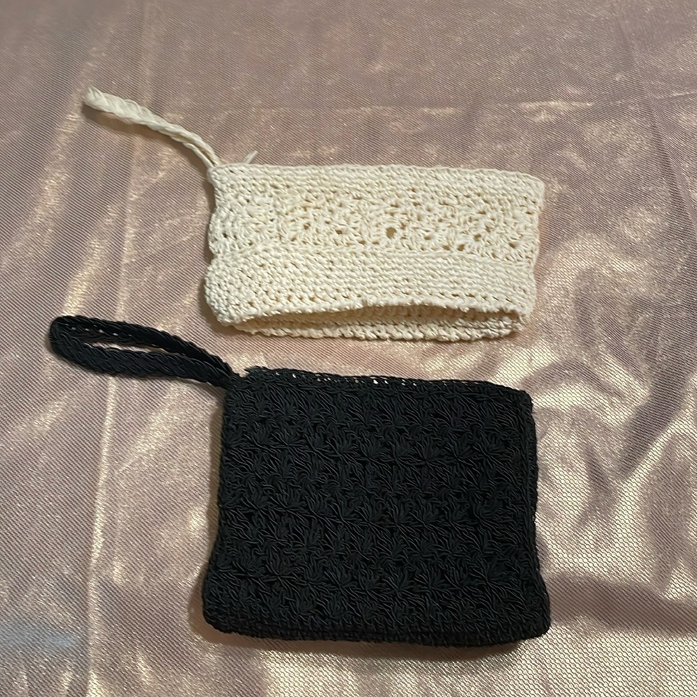 Crochet Clutches- bundle of 2, 1 black & 1 ivory, Simply Style.